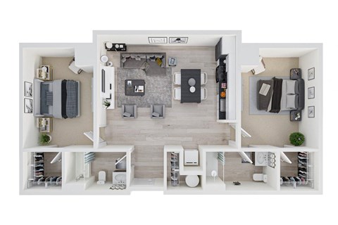 Floor plan for 2 beds, 2 baths, 1115 sqft